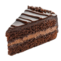 Delightful chocolate cake slice showcasing rich layers and glossy ganache on a white background, Chocolate cake slice isolated on white background png