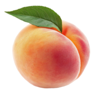 Fresh peach with vibrant colors and green leaf captured on a Transparent background, Peach with isolated on background png