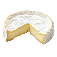 Slice of Camembert cheese on a Transparent background showcasing its creamy interior and soft rind, Slice Camembert Cheese isolated on background png