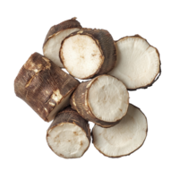 Freshly sliced taro root pieces arranged neatly on a Transparent background, slice taro root on background png