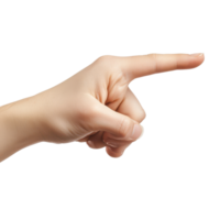 Hand points at an unseen object on a plain white background in a neutral setting, Hand pointing at something on white background with clipping path white background png