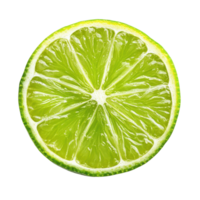 Fresh lime slice isolated on Transparent background showcasing vibrant green color and juicy segments, Lime slice isolated on background png