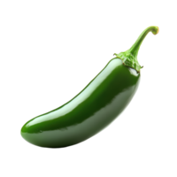 Green jalapeno pepper isolated on clean Transparent background for culinary use and fresh cooking applications, Single green jalapeno isolated on background png