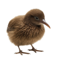 Kiwi bird standing alone against a Transparent background with soft feathers and curious expression, kiwi isolated on background png