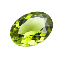 Isolated oval shaped peridot gemstone showcasing vibrant green hues on a Transparent background, isolated peridot gemstone in an oval shape on a background png