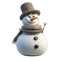 Frosty snowman character waving cheerfully with a scarf and hat on a bright winter day, Frosty Snowman Winter Character Isolated on white background png