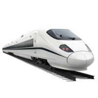 High speed railway bullet train on tracks with a Transparent background, White high speed railway bullet train background png