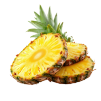 Fresh pineapple fruit slices isolated on a Transparent background showcasing vibrant color and texture, slices pineapple fruit isolated on background png