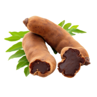 Fresh tamarind and leaf isolated on a Transparent background showcasing natural texture and color, tamarind with leaf isolated on background png