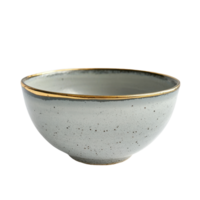 Elegant gray ceramic bowl with gold rim on simple white background showcasing minimalist design, bowl on white background png