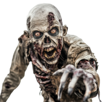 Scary zombie reaching out with decayed features on a plain Transparent background, Scary Zombie background png