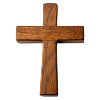 Beautifully crafted wooden cross isolated on a clean white background for spiritual reflection and expression, Holy wooden cross isolated on white background png