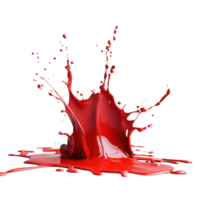 Red paint splash creating dynamic patterns on a clean white surface with vibrant energy, Red Paint Splash on Transparent background png