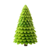 Coneshaped green tree with layered leaves isolated on a Transparent background creating a clean, modern aesthetic, Cone shape tree flat 3d isolated on background png