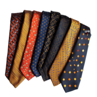 Selection of assorted neckties arranged on a Transparent background showcasing various patterns and colors, Neckties, background png