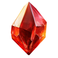 Radiant red gemstone crystal icon captured in bright isolation on a clean Transparent background, Red game gemstone, crystal icon isolated on background png