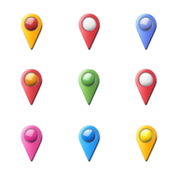 Colorful location pin icons arranged in a grid on a clean, Transparent background for digital map design, colorful location pin icons isolated on background png