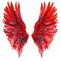Red angel wings displayed on a Transparent background, symbolizing beauty and grace, Red angel wings on background png