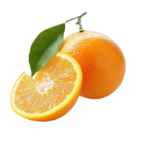 Fresh orange fruit half and slices on Transparent background highlighting vibrant color and texture, Orange fruit, half and slices isolated, Orange fruit macro studio photo background png