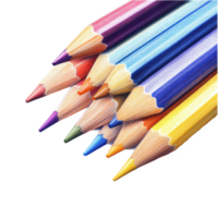 Colored pencils arranged in a vibrant display with sharpened tips on a plain background, pencil with a pencil tip and colored pencils, Transparent background png