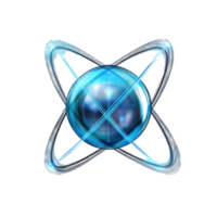 Isolated transparent physics atom symbol on a Transparent background with blue electron orbits, Isolated transparent physics atom background png