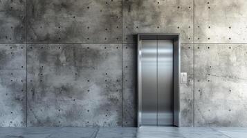 An elevator in a concrete wall photo