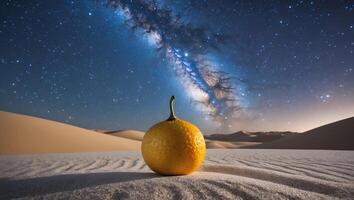 Orange on Desert Sand Under Night Sky Showing Milky Way photo