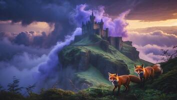 Fox and Castle Fantasy Landscape photo