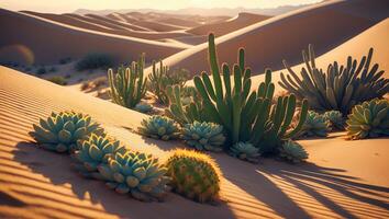 Desert Landscape with Cactus and Succulents photo
