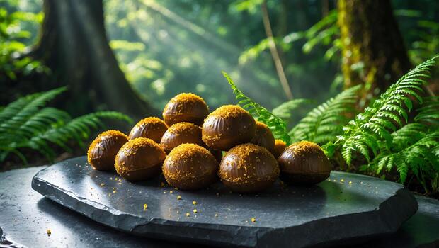 Chocolate Balls with Sprinkles on Stone Slab photo