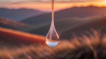 Water Droplet at Sunrise on Mountain photo