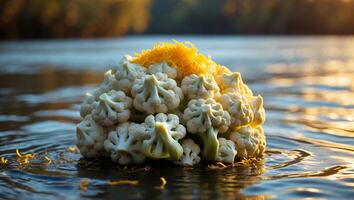 Cauliflower and Yellow Shreds in Water photo