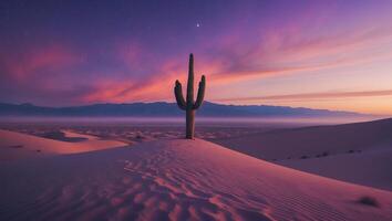 Cactus in Desert at Sunset Landscape photo
