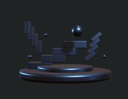 Iron Podium with Stairs and Spheres in 3D Design photo