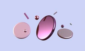 Floating Purple Podium and Geometric Shapes in 3D photo