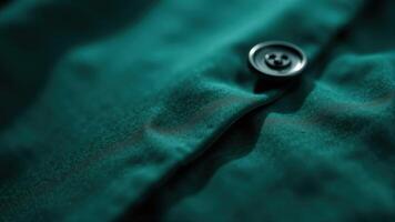 Teal Shirt Close-Up With Button Detail photo