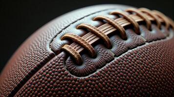 Close-Up Of Football With Laces photo