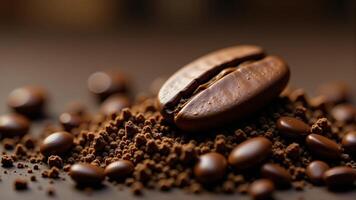 Macro Shot Coffee Bean And Grounds photo