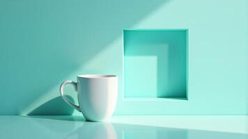 White Mug With Mint Green Background photo