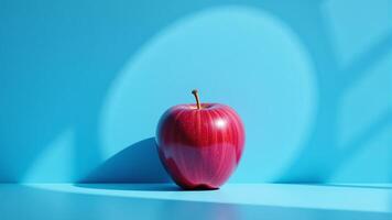 Red Apple On Light Blue Background photo
