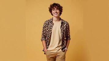 Happy Man With Leopard Print Shirt photo