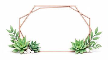 Geometric Frame With Succulents And Greenery photo