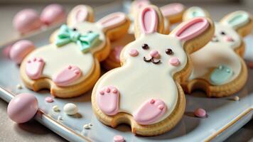 Easter Bunny Cookies Decorated With Icing photo