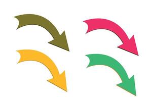 Four Colorful Curved Arrow Icons Pointing Downward for Presentation and Infographic Designs vector