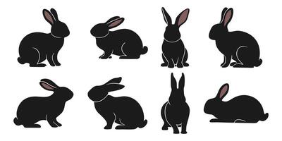 Adobe Illustrator ArtDiverse Rabbit Silhouettes in Various Poses, Including Sitting, Standing, and Profile Viewswork vector