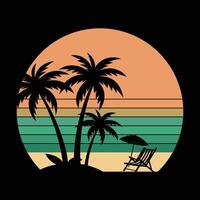 palm trees at sunset, summer holiday background with palm trees, palm trees on the beach vector