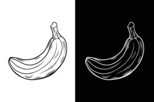 banana line art icon set drawing illustration design white black background vector