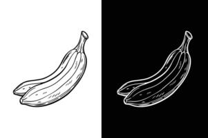 banana line icon set illustration. Solid, outline design black white vector
