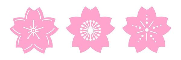 Sakura flowers collection. Set of geometric floral shapes. Spring time, garden in bloom vector