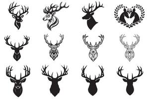 Stag Head Bundle Antler Silhouettes for Rustic and Outdoor Themes vector
